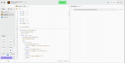 Gif mostrando o código do jogo da velha